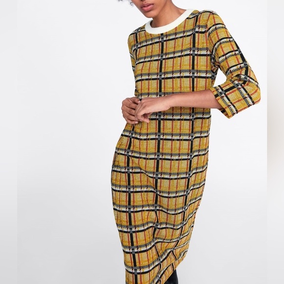Zara Dresses & Skirts - Zara tartan plaid checkered midi dress